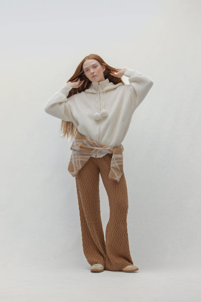 LUXE PUFF ZIP UP CARDIGAN