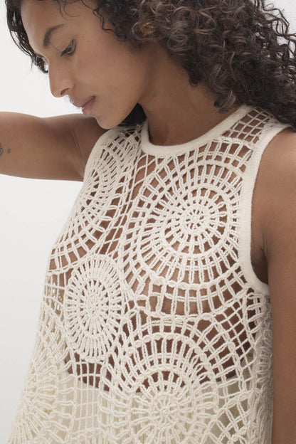 VIVIANA CROCHET CASHMERE BLEND TANK