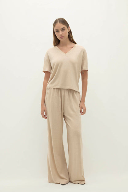 TAWNIE LINEN V-NECK TEE